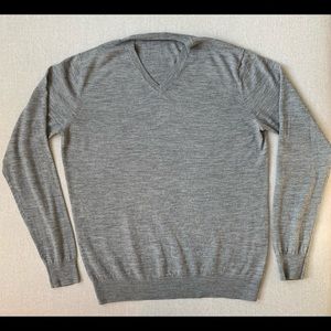 Uniqlo men’s merino long sleeve sweater, Grey, Medium